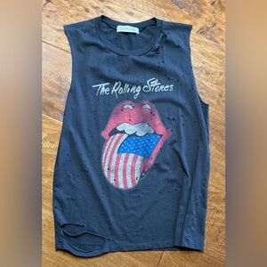 Daydreamer Rolling Stones Distressed Muscle Tank USA Tongue Graphic NWOT